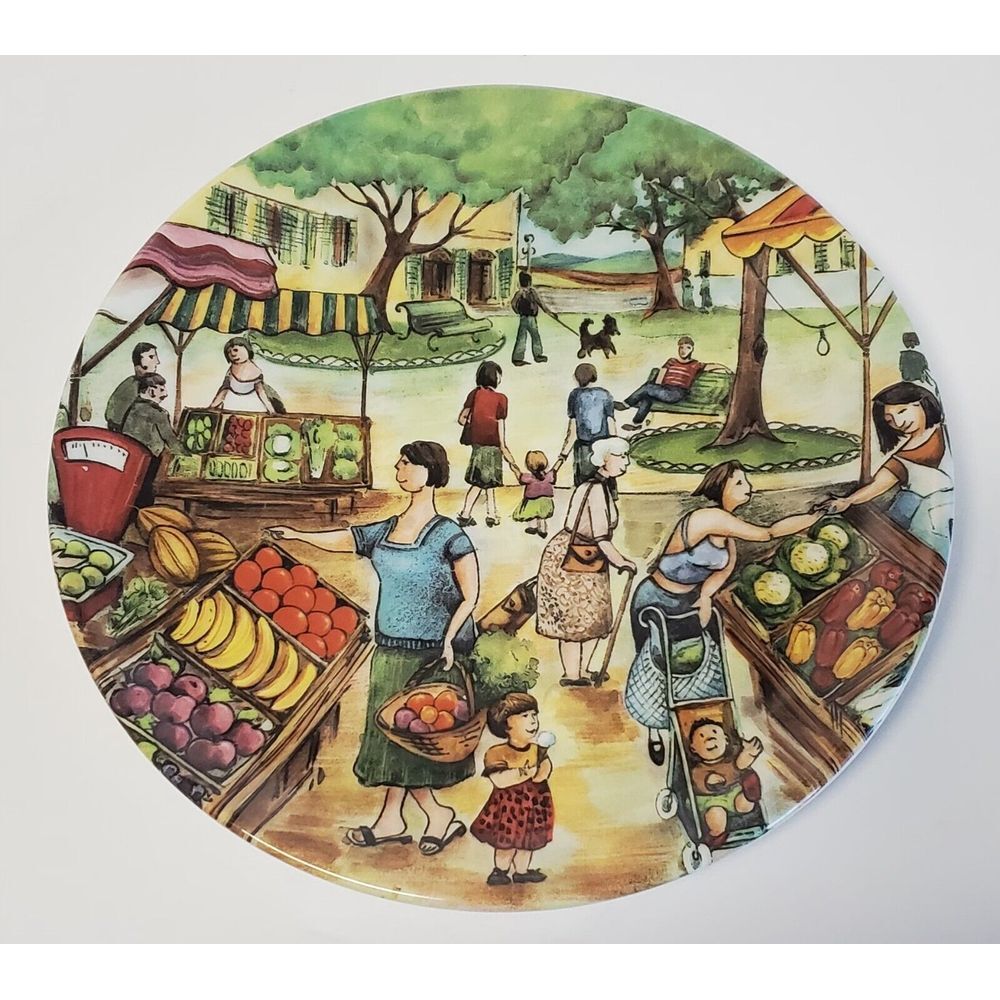 Brunelli Italian Fruit Market Scene 8" Salad Plate Made in Italy Vibrant Color